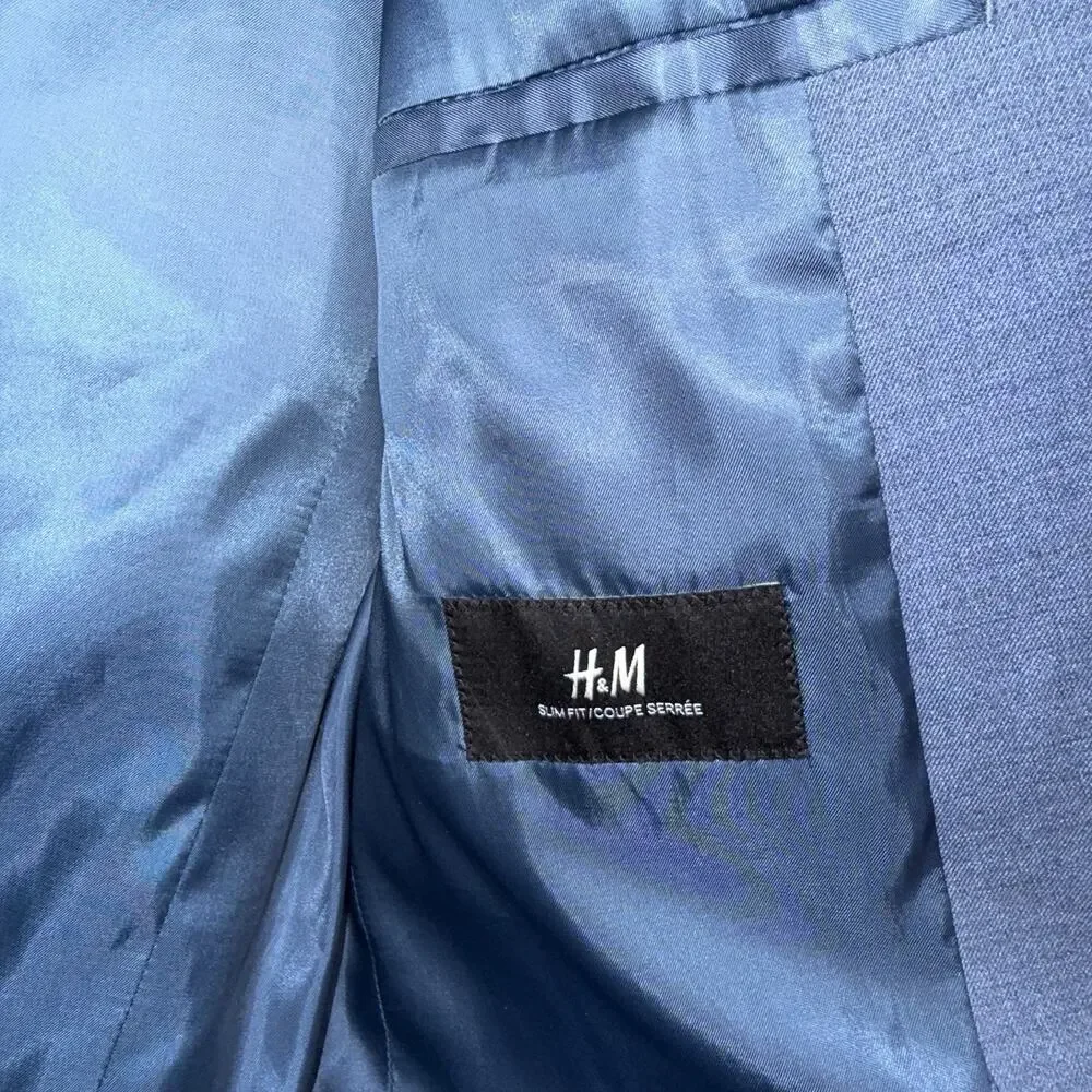 H&M Men’s Slim Fit Blazer Sport Coat Navy Blue Size 40R
